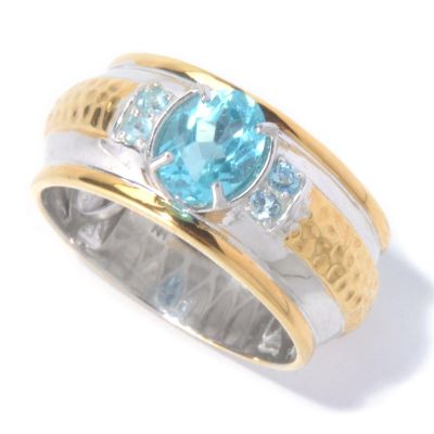 129-884 - Men's en Vogue II 1.55ctw Brazilian Apatite Hammered & Polished Ring 