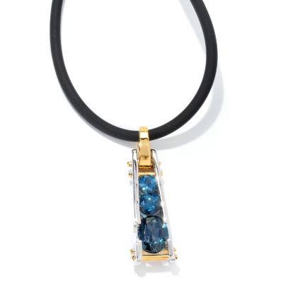 MEN'S - SS/PALL PEND GRADUATED LONDON BLUE TOPAZ TRIO w/ 22" RUBBER CORD