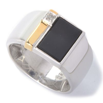 MEN'S - SS/PALL RING BLACK ONYX & DIAMOND