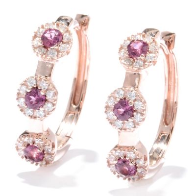129-923 - Sonia Bitton Genuine Gemstone & Brilliante&reg; Halo 1” Hoop Earrings