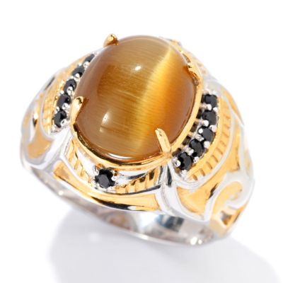 MEN'S - SS/PALL RING CAT'S EYE QUARTZ & BLK SPINEL