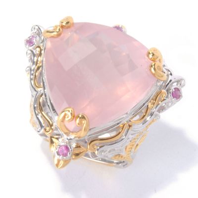 SS/PALL RING TRILLION ROSE QUARTZ & PINK SAPH
