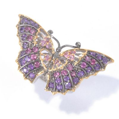 SS/PALL RING MULTI GEMSTONE BUTTERFLY