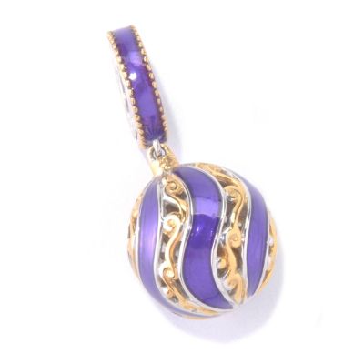 129-932 - Gems en Vogue II Purple Enamel Swirl Bead Drop Charm 