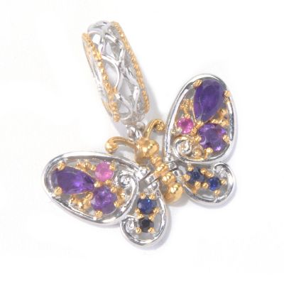 SS/PALL CHARM MULTI GEM FLUTTERING BUTTERFLY