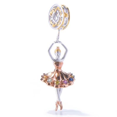 SS/PALL CHARM MULTI SAPPHIRE BALLERINA DROP