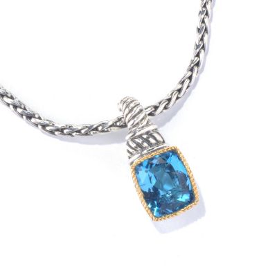 SS/ 18K BLUE TOPAZ PENDANT
