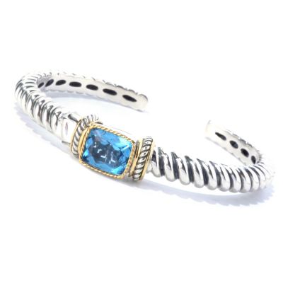 SS/18K BLUE TOPAZ BANGLE