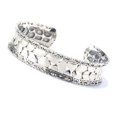 SS/ 18K TEXTURED BANGLE BRACELET