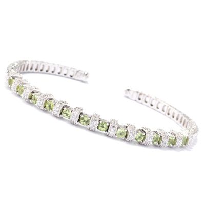129-956 - Sonia Bitton Platinum Embraced&trade; 1.68ctw Peridot & Brilliante&reg; Flex Cuff Bracelet