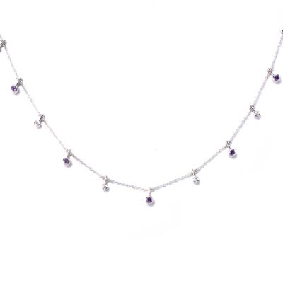 129-959 - Sonia Bitton Platinum Embraced&trade; 18” Amethyst & Brilliante&reg; Toggle Necklace