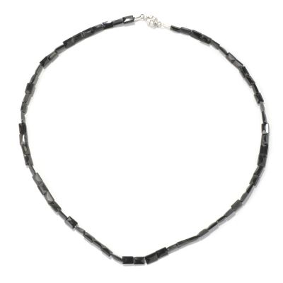 129-962 - Gem Treasures Sterling Silver 18'' Black Spinel Necklace w/ Magnetic Clasp