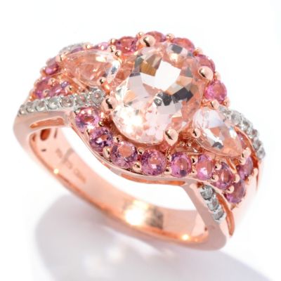 129-976 - NYC II 2.45ctw Morganite, Pink Tourmaline & White Zircon Halo Ring 
