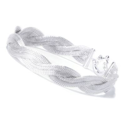 129-990 - SempreSilver&trade; 8'' Textured & Twisted ''Calza'' Bracelet 