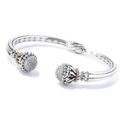 SS 18K DIAMOND HINGED BANGLE