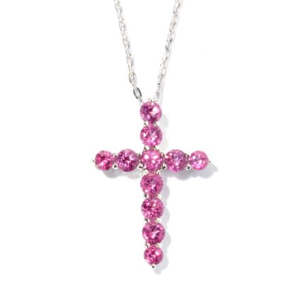 129-996 - Gem Treasures Sterling Silver 2.64ctw Topaz Cross Pendant w/ 18" Chain 