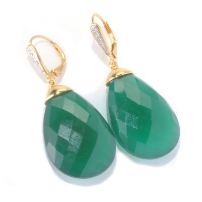 130-007 - NYC II Gemstone & Diamond Briolette 1.75'' Drop Earrings