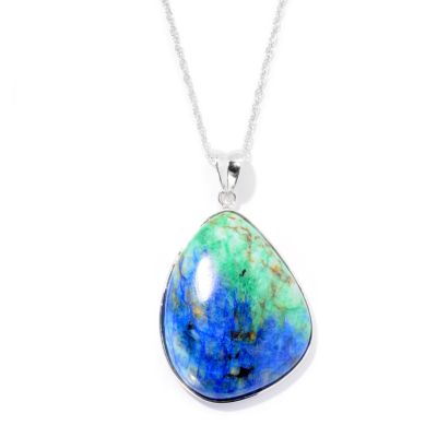 SS TEARDROP CHRYSICOLLA PEND WITH CHAIN