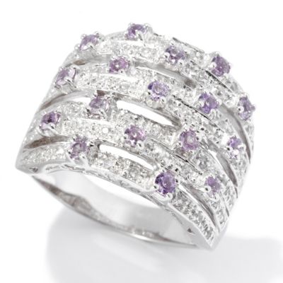 SS 7 ROW BAND WITH WHITE AND PURPLE SAPPHIRE