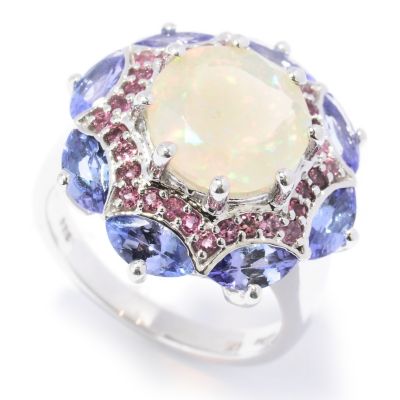 SS FANCY CUT ETHEOPLIAN OPAL WITH TANZ/PINK TOURM RING