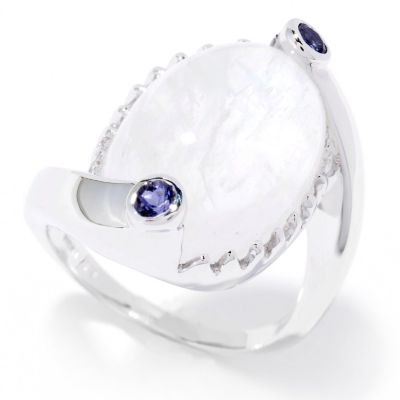 SS BLUE MOONSTONE WITH IOLITE ACCENTS RING