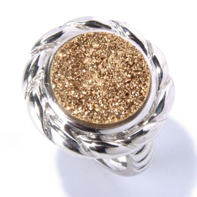 130-061 - Gem Insider Sterling Silver 14mm Drusy Twisted Ring