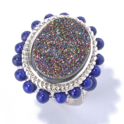 SS MYSTIC DRUSY WITH LAPIS ACCENT RING