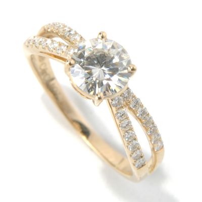 130-085 - Estrella Moissanite 14K Gold 1.20 DEW Round Cut Split Shank Ring