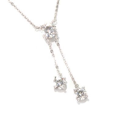 MOI 14K WG ROUND CUT DOUBLE DROP NECKLACE