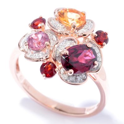 130-100 - Gem Insider 14K Rose Gold 2.06ctw Garnet, Spessartite & Diamond Ring 