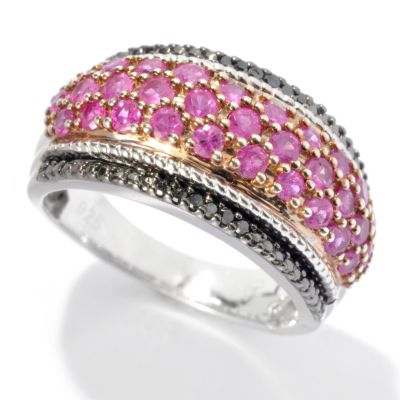 SS PAVE CHOICE SAPP RING WITH BLACK DIAMOND ACCENTS