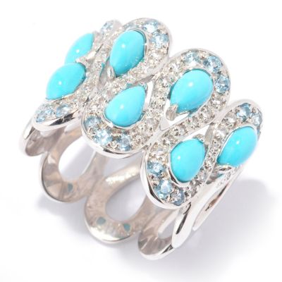 SS TURQUOISE RING WITH SWIRL DESIGN