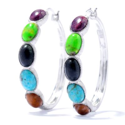 SS HOOP WITH MULTI COLOR TURQUOISE EARRINGS
