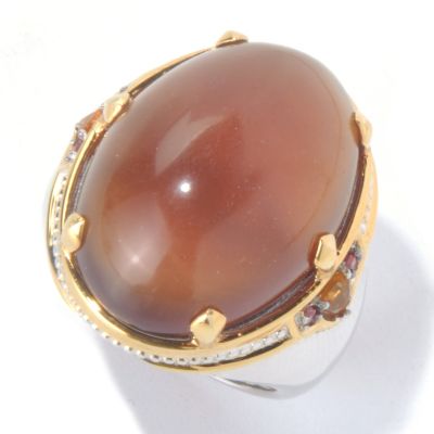 MEN'S - SS/PALL RING SUMATRAN FLUORESCENT AMBER & MULTI GEMSTONE