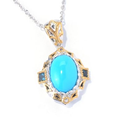 SS/PALL PEND SLEEPING BEAUTY TURQUOISE & PRINCESS LBT w/ CHAIN