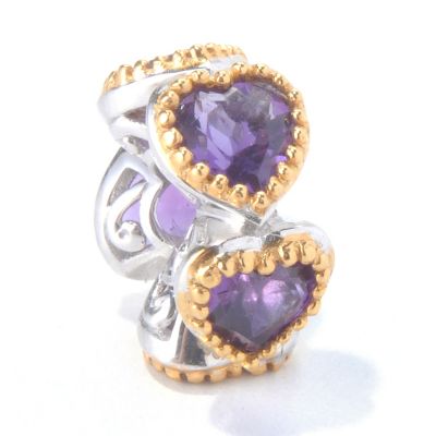 SS/PALL CHARM FIVE HEART-SHAPED AMETHYST