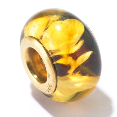 130-120 - Gems en Vogue II Carved Amber Rose Print Intaglio Charm