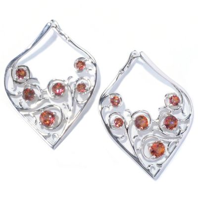 SS TEAR DROP SHAPE EARRING WITH SUNSET TOPAZ