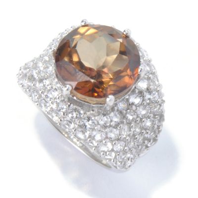 130-124 - Gem Treasures Sterling Silver 11.00ctw Round Chocolate & White Topaz Ring