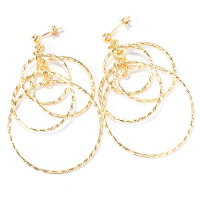 SS/18KGP EAR DIA CUT FOUR-TIER CIRCLE DANGLE