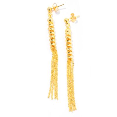 SS/18KGP EAR SPIRAL DIA-CUT TASSLE DROP