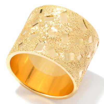 SS/18KGP RING DIA-CUT CONFETTI WIDE BAND