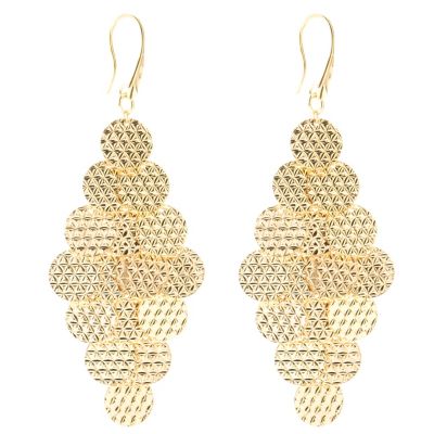 SS/18KGP EAR DIA-CUT 7 TIER CHANDELIER DANGLES