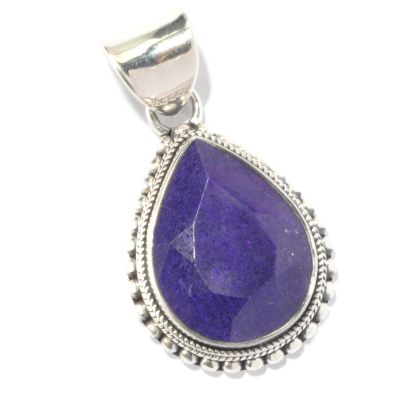 SS TEARDROP BLUE SAPPHIRE PENDANT