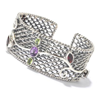 SILVER MULTI SEMI-PRECIOUS GEMSTONE CUFF