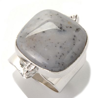 130-187 - Gem Insider Sterling Silver 19 x 19mm Square Dendritic Agate North-South Ring 