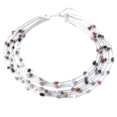 SS MULTI STRAND MULTI STONE NECK