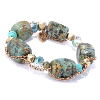 TURQUOISE & BRASS STRETCH BRACELET