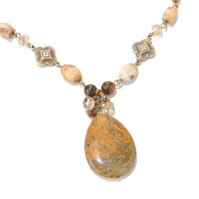 17" +3" JASPER & BRASS NECKLACE