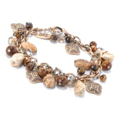 7.5" + 1" JASPER & BRASS DANGLE BRACELET